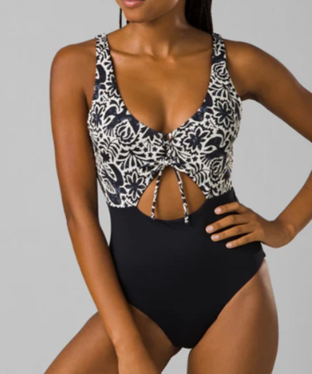 NWT prAna Women's Ruby Beach One Piece Swimsuit Small Black White